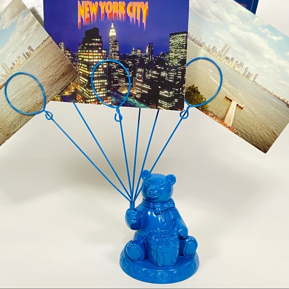 VINTAGE Godinger BLUE Teddy Bear Photo Holder - Picture 13 of 17